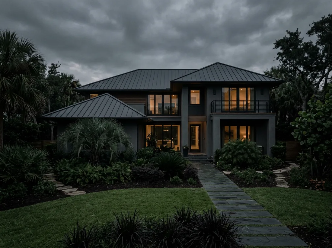 Coastal Florida home with a newly completed roof, sample