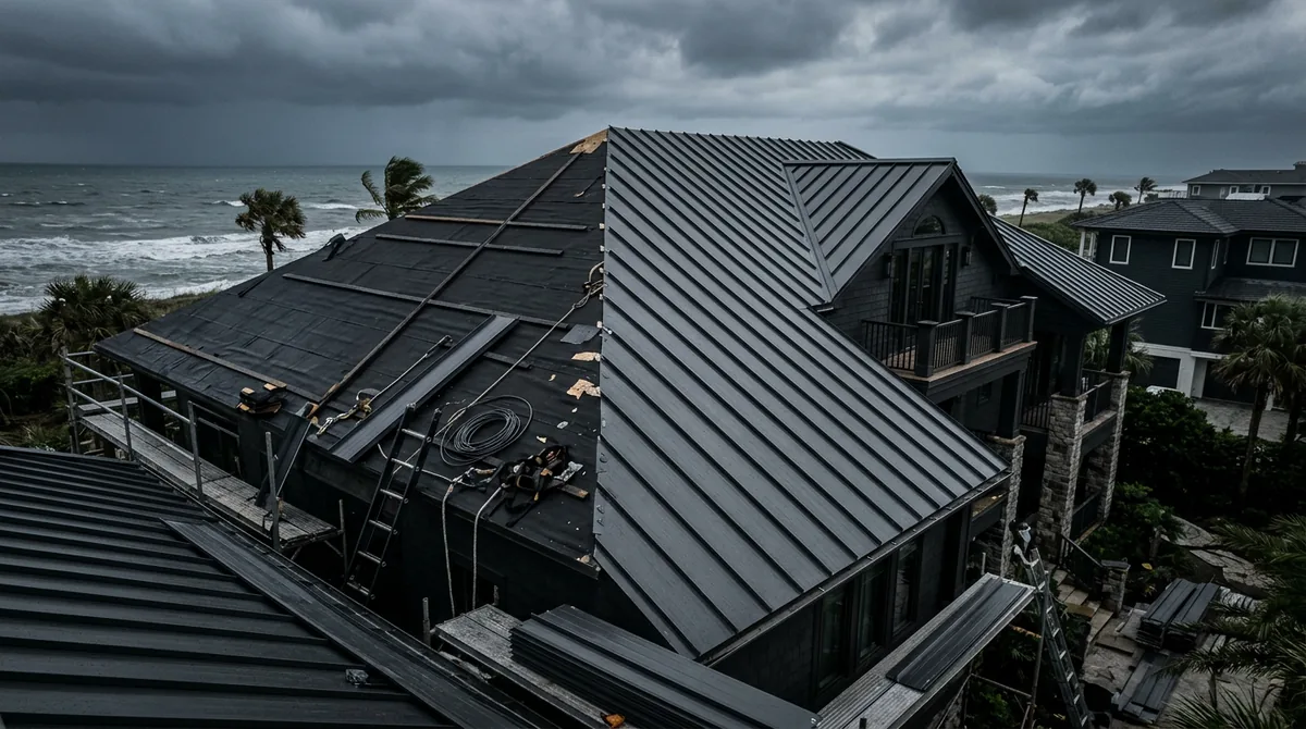Standing-seam metal roof replacement on a coastal home, sample